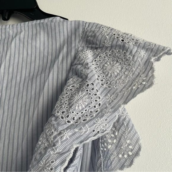 New! GAP Blue White Striped Flutter Sleeve Midi Wrap Dress - 22478 - Picture 7 of 16